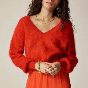 J. Crew Brushed Cashmere Cropped V-neck Sweater